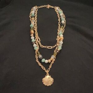 On 34 th  Gold and Green Layered Necklace